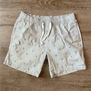TRUNKS SURF & SWIM CO Blue Stretch Chino Pull-On Palm Tree Shorts - size Medium